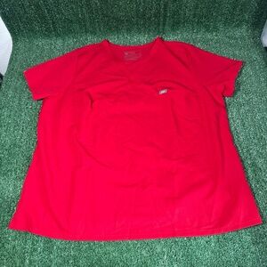 NWT FIGS V-Neck Short Sleeve Left Chest Pocket‎ Red Professional Scrub Top 3XL